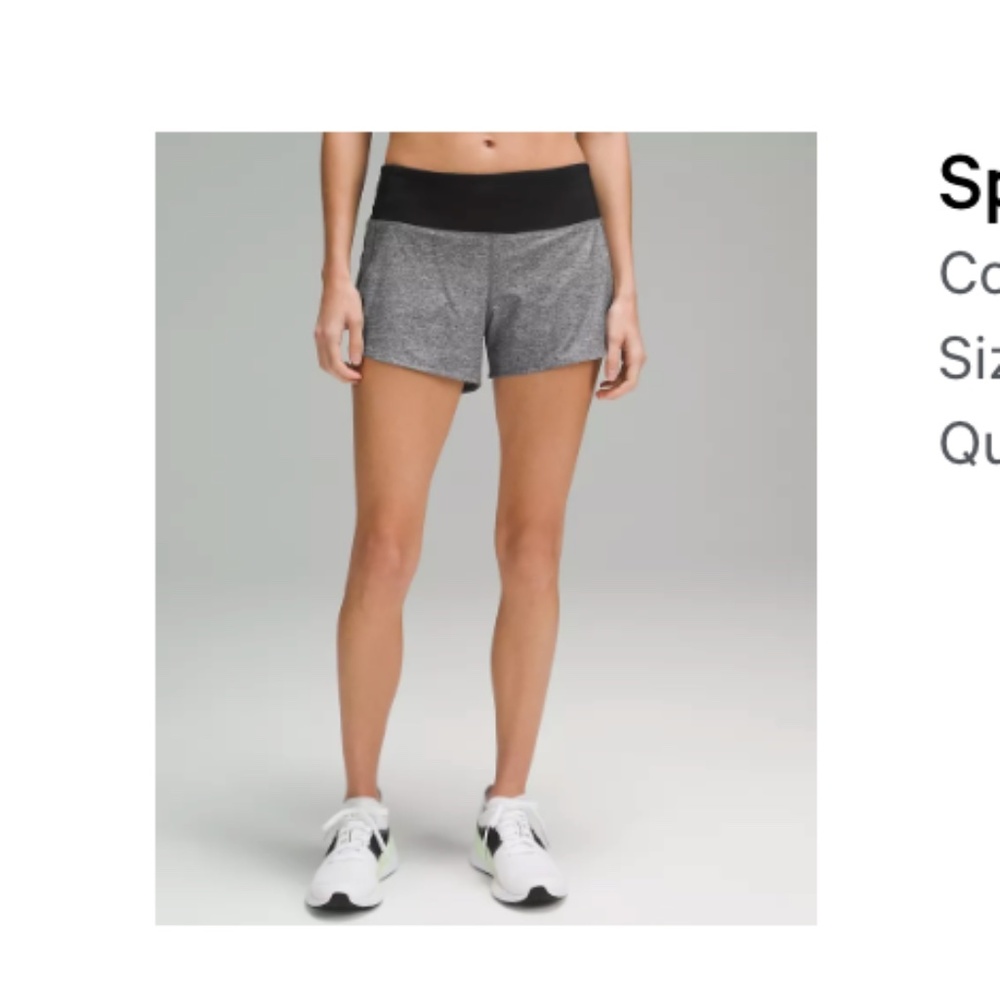 EUC!! Lululemon Speed Up Black Gray Lined Athletic Running Shorts 4" inseam 8